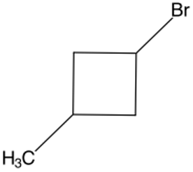 A four carbon ring with a Bromine off carbon 1 and a methyl group off carbon 3
