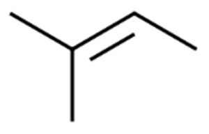 A line structure drawing showing a single line connecting to two lines, one of which is a double line that connects to another single line.